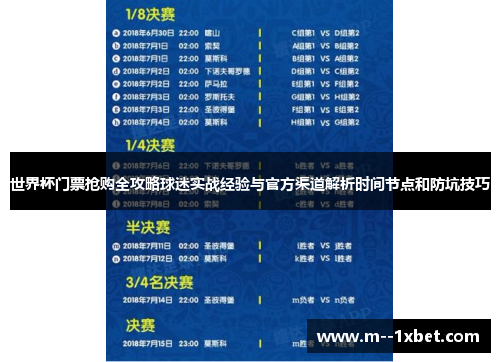 世界杯门票抢购全攻略球迷实战经验与官方渠道解析时间节点和防坑技巧