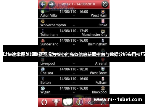 以快速掌握英超联赛赛况为核心的高效信息获取指南与数据分析实用技巧